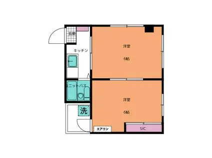 マウンドハイツ(2K/2階)の間取り写真