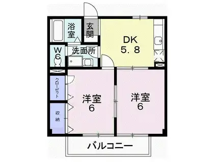 メニ-セトル(2DK/1階)の間取り写真