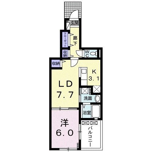 フルラージュ(1LDK/1階)の間取り写真