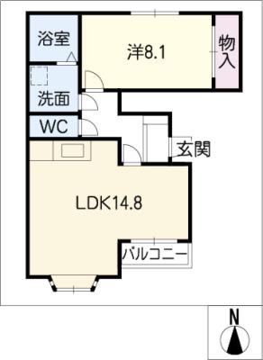 WILL PARK(1LDK/1階)の間取り写真