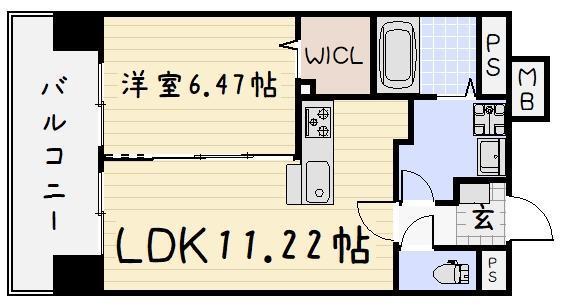 CENTER MARK三萩野(1LDK/5階)の間取り写真