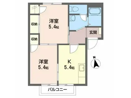 フレグランス島A(2K/2階)の間取り写真