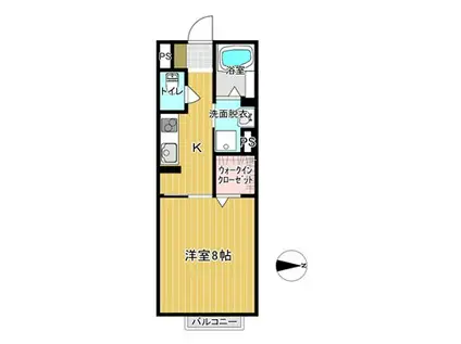 ウィズハイム沢村(1K/2階)の間取り写真