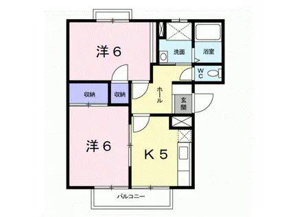 うぃすたりあI(2K/1階)の間取り写真