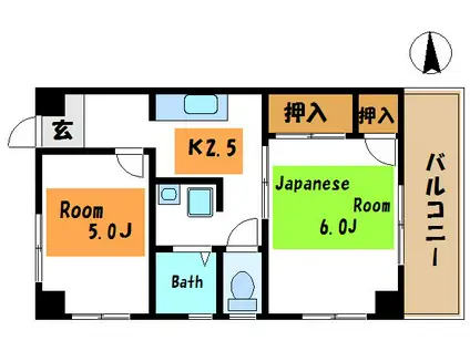 松本第2平野ビル(2K/4階)の間取り写真