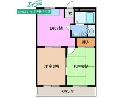川方マンション(2DK/3階)の間取り写真