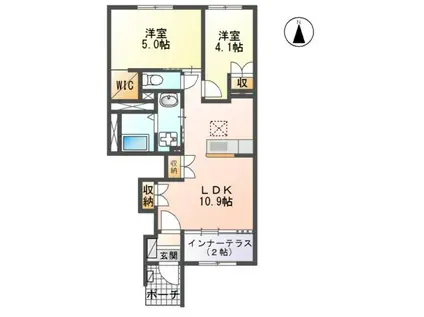 サウスエゼル(2LDK/1階)の間取り写真