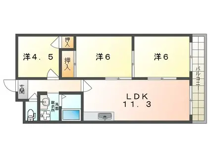 ウィルコート(3LDK/3階)の間取り写真