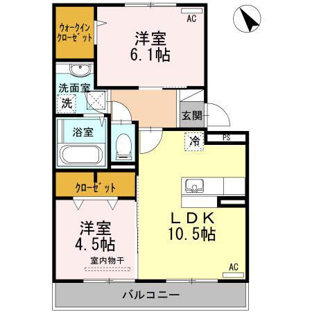 ハーモニータウン下松(2LDK/3階)の間取り写真