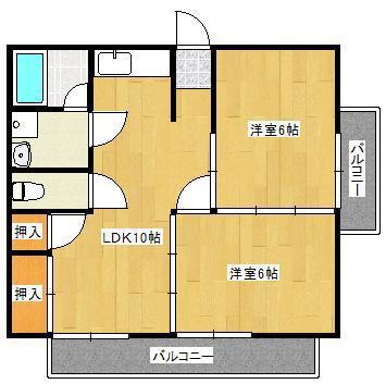 ベスト興産ビル(2LDK/3階)の間取り写真