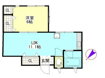 吉沢ビル(1LDK/4階)の間取り写真