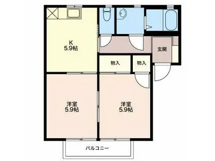 エコール(2K/2階)の間取り写真