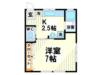 トラスティー立花(1K/2階)の間取り写真