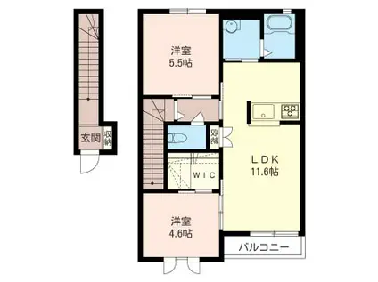 SHAMAISONポナールC(2LDK/2階)の間取り写真