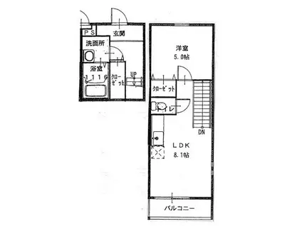 メゾネットMORINOVU(1LDK/2階)の間取り写真