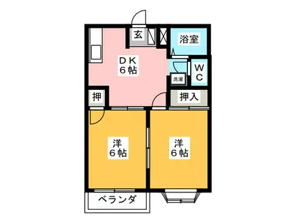 コーポ浪漫 A(2DK/2階)の間取り写真