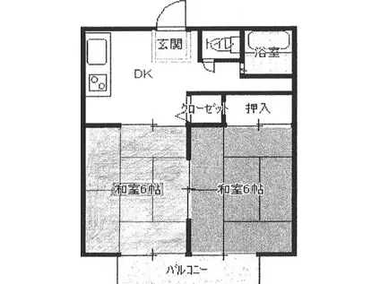 サンシティー上堂I(2DK/1階)の間取り写真