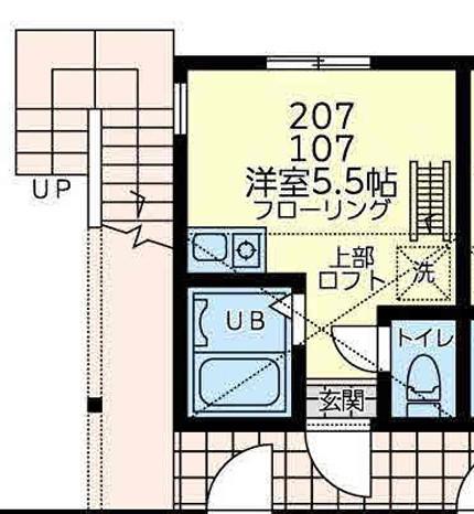 ユナイト戸部リフレクション(ワンルーム/1階)の間取り写真