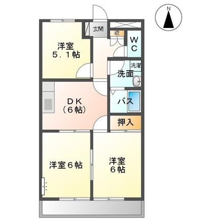 グリーンハイム松橋(3DK/2階)の間取り写真