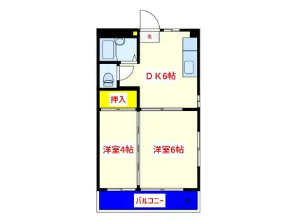 メゾンシュライン(2DK/3階)の間取り写真