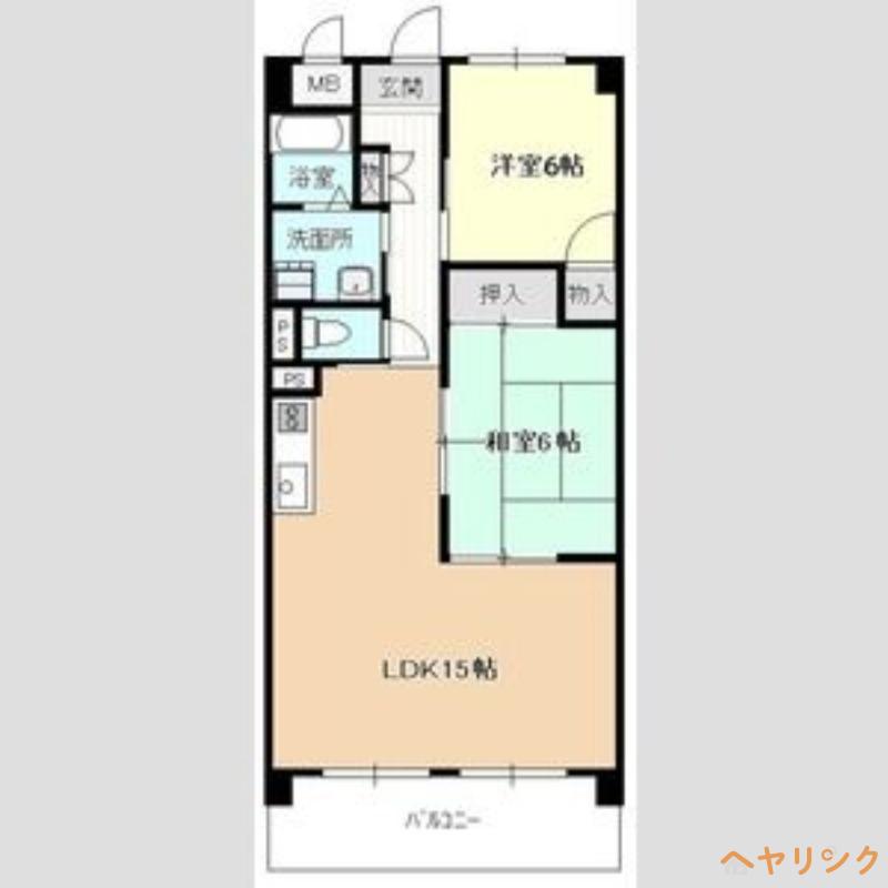 ドミール栄(2LDK/4階)の間取り写真