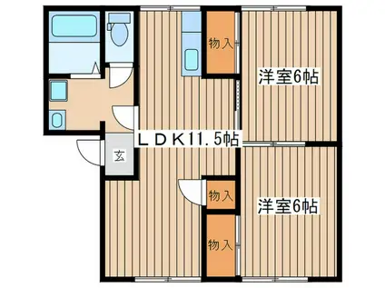 サンハイツ(2LDK/1階)の間取り写真