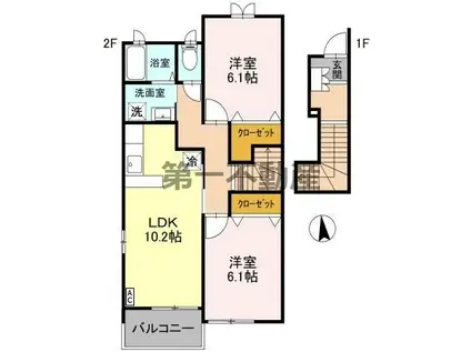 グラツィアA(2LDK/2階)の間取り写真