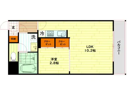 シーズンフラッツ中崎(1LDK/8階)の間取り写真