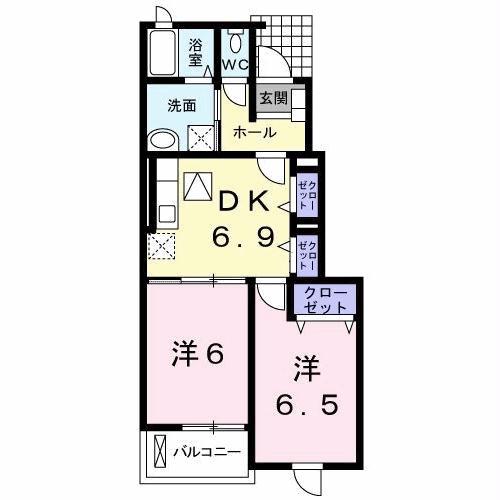 コスモス(2DK/1階)の間取り写真