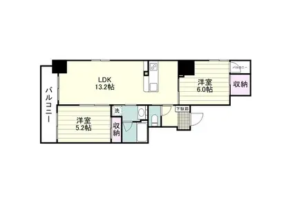 SーFORT鹿児島BLOSSOM(2LDK/2階)の間取り写真