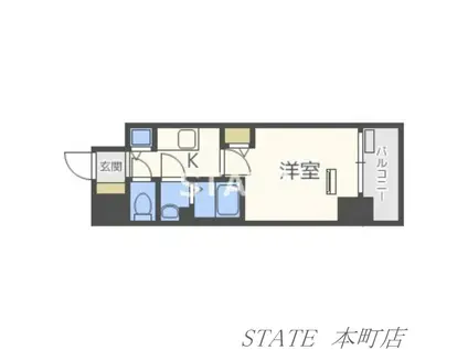 プレサンス難波ヴィータ(1K/4階)の間取り写真