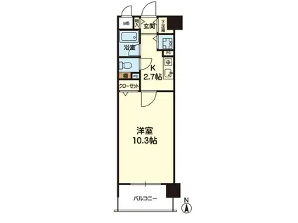 ダイアパレス水前寺スポーツパーク 503号(1K/5階)の間取り写真