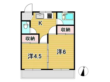 桧山アパート(2K/2階)の間取り写真