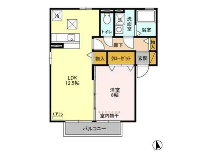 マノワールKA・B(1LDK/1階)の間取り写真