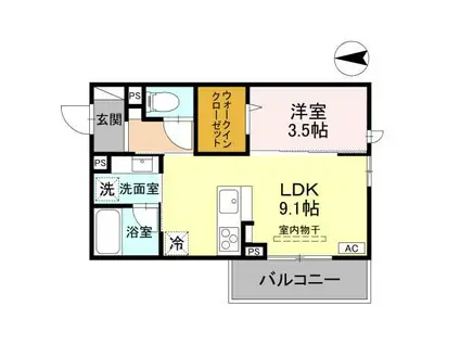 DR相木CUORE(1LDK/2階)の間取り写真