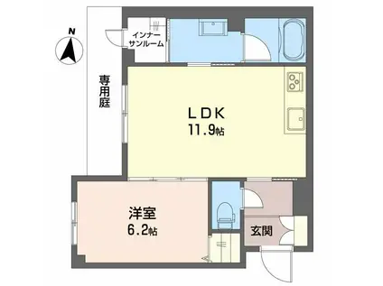 シェール・クール(1LDK/1階)の間取り写真
