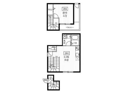 ミハス新高円寺(1LDK/2階)の間取り写真