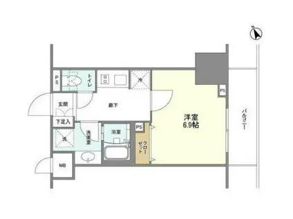 ブレス蔵前(1K/3階)の間取り写真