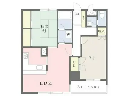 サンハイツ宇多津(2LDK/7階)の間取り写真