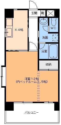 パークハイツコミセン前(1K/9階)の間取り写真