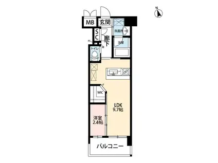 ウイングス西本町(1LDK/5階)の間取り写真