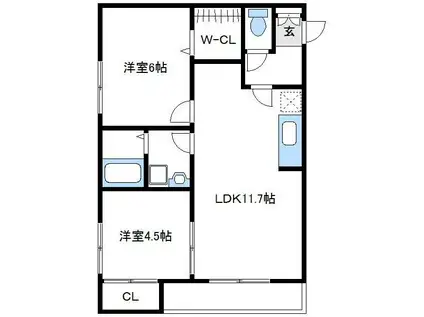 ヴィラージュ(2LDK/2階)の間取り写真