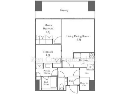 麻布台ヒルズレジデンスB(2LDK/11階)の間取り写真
