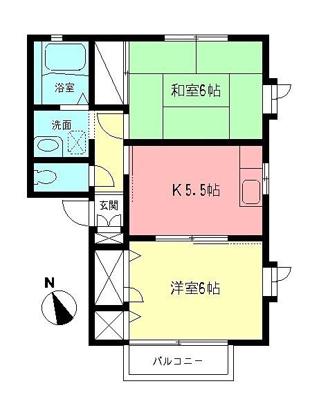 アーバンA(2DK/1階)の間取り写真