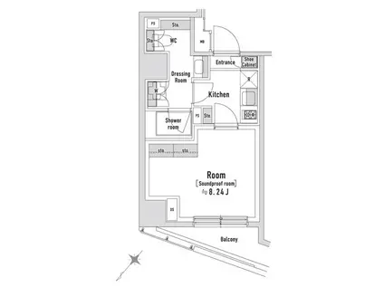 TRACK八丁堀(1K/6階)の間取り写真
