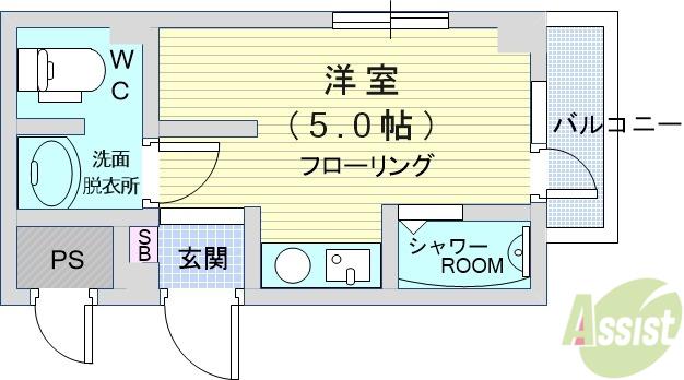 GROOVE待兼山(ワンルーム/2階)の間取り写真