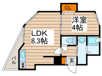 クラッセ知事公館前(1LDK/11階)の間取り写真