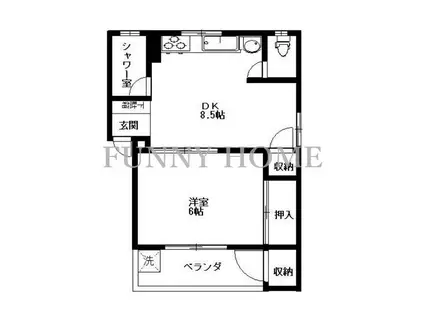学大マンション(1DK/3階)の間取り写真