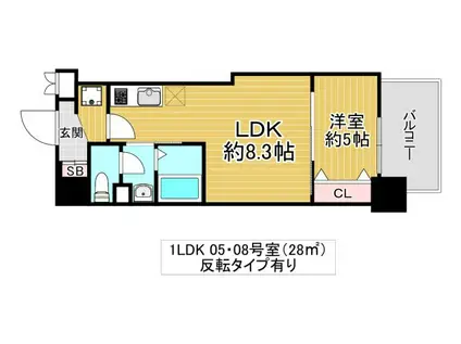 LUXE深江橋II(1LDK/4階)の間取り写真
