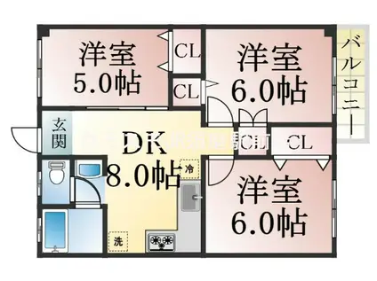 ビューテラス美山台(3DK/1階)の間取り写真